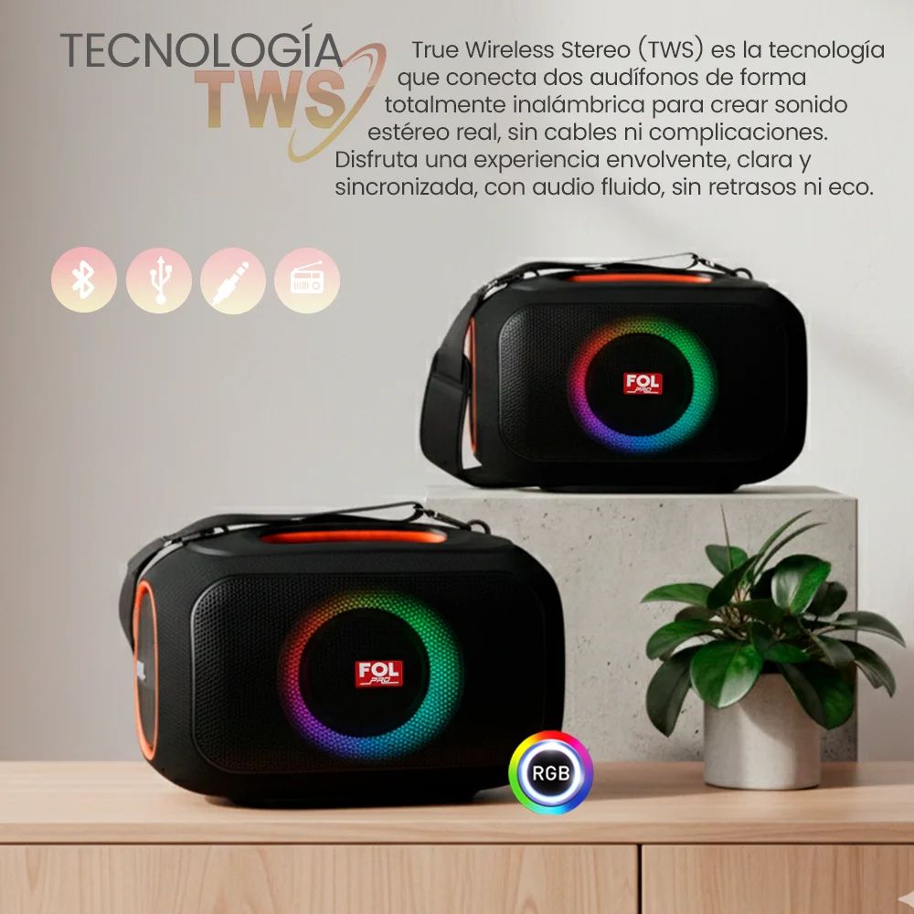 Bocina FOL FS-R306 90W 8000mAh 3hrs de bateria Bluetooth - Imagen 4