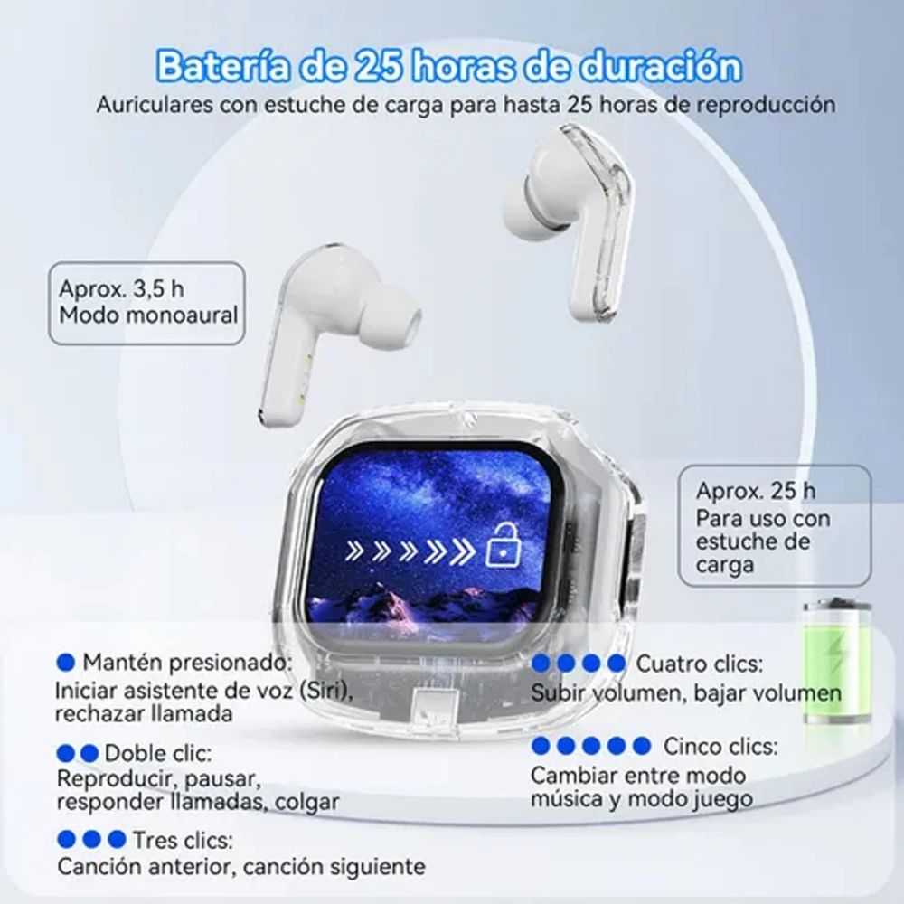 Audífonos Bluetooth Traductor IA Cancelación de Ruido ENC IPX5 SmartBuds - Imagen 7