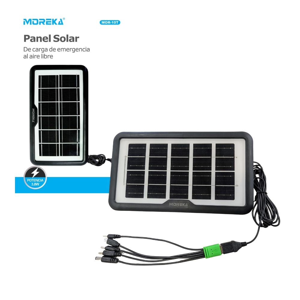 Panel Solar Portátil 3.8W 6V 5 conectores Moreka MOR-10T - Imagen 1