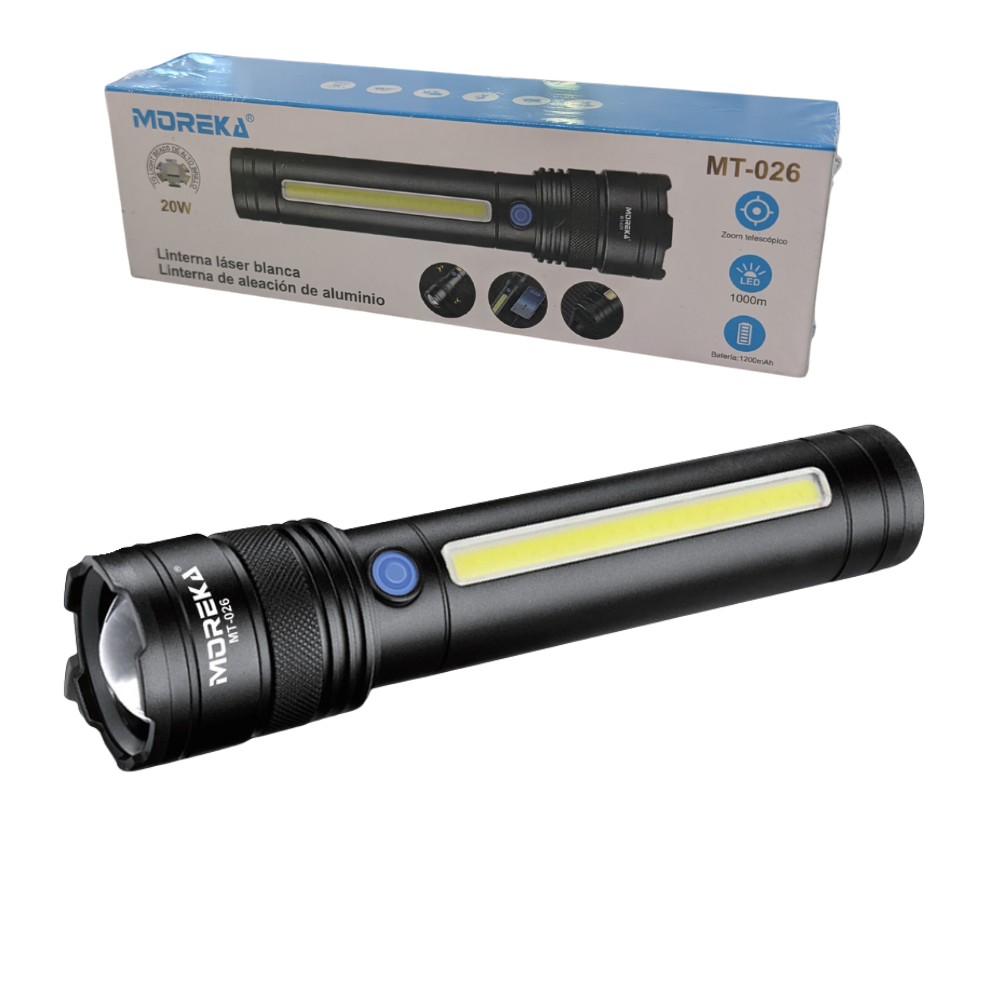 Lampara Táctica Recargable Usb Laser 20W 8800mAh / 4.2V Moreka MT-026 - Imagen 2