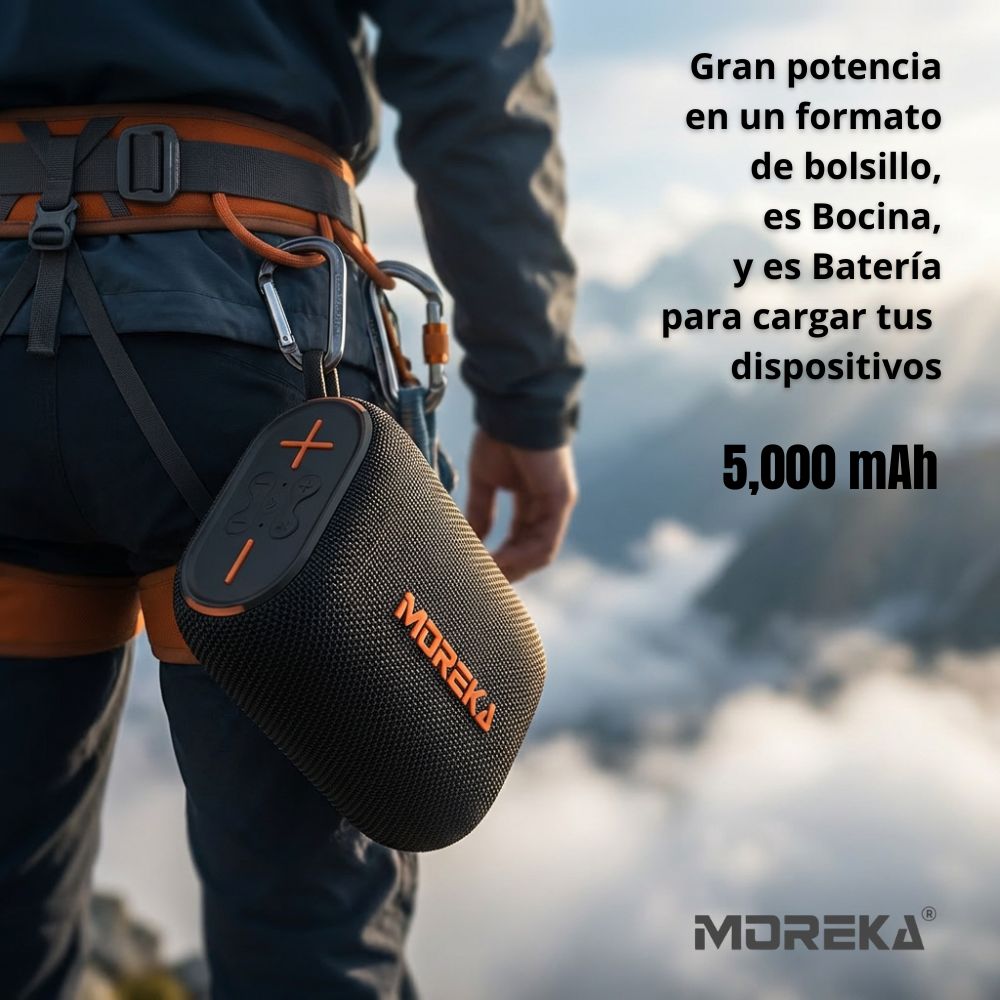 Bocina Power Bank Moreka 439 10W 5000mAh cables tipo IP y C hasta 25 Horas - Imagen 6
