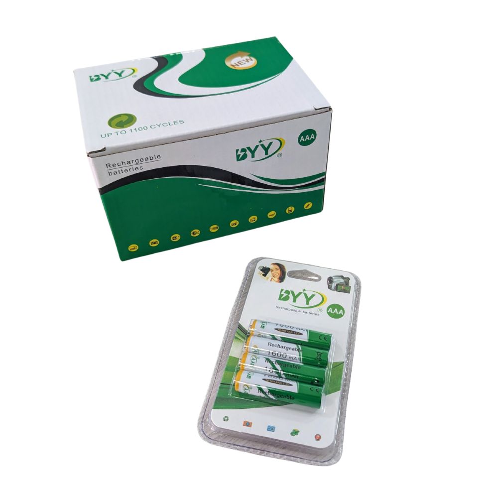 Paquete de 4 Pilas Baterías Recargables  Aaa 1.2V 1600 mAh hasta 1100 ciclos BYY NH07-14 - Imagen 2