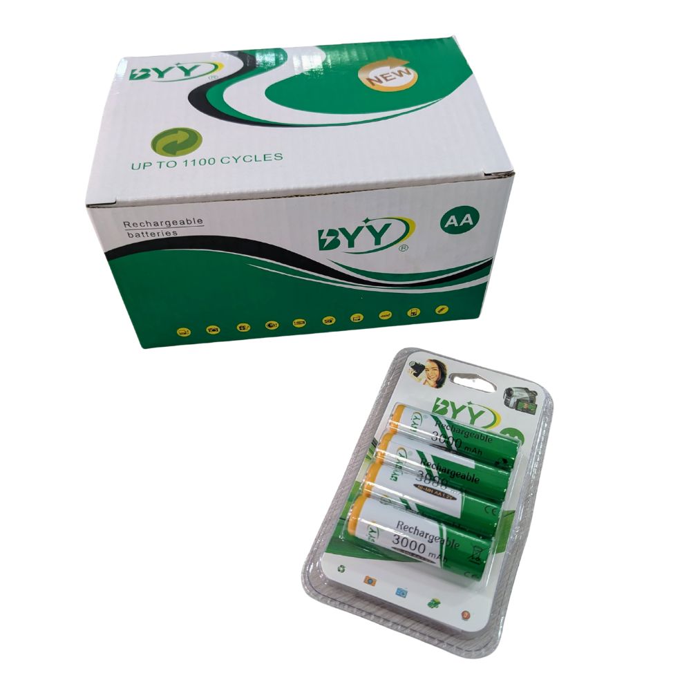 Paquete de 4 Pilas Baterías Recargables  AA 1.2V 2000 mAh hasta 1100 ciclos BYY NH05-15 - Imagen 2