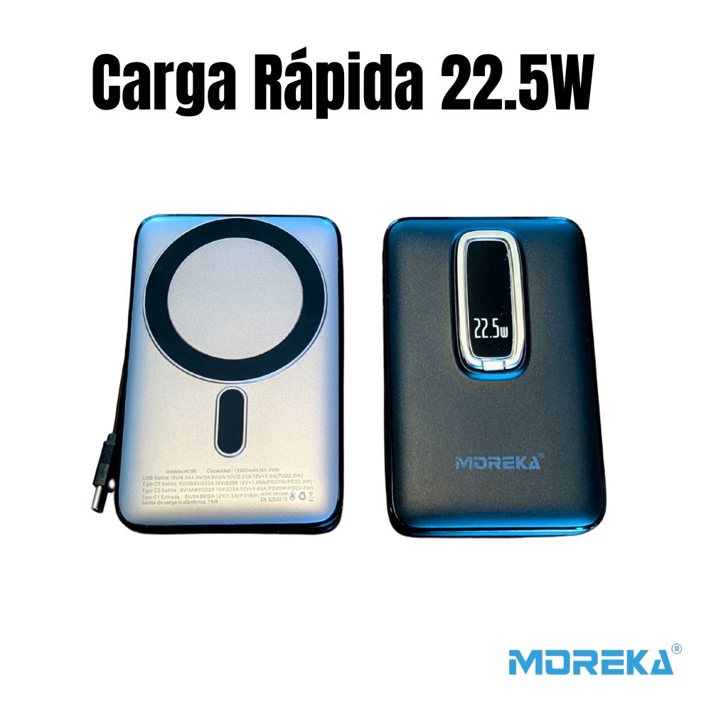 Power Bank MagSafe Moreka K096 12000mAh 22.5W Cable C incluido - Imagen 3