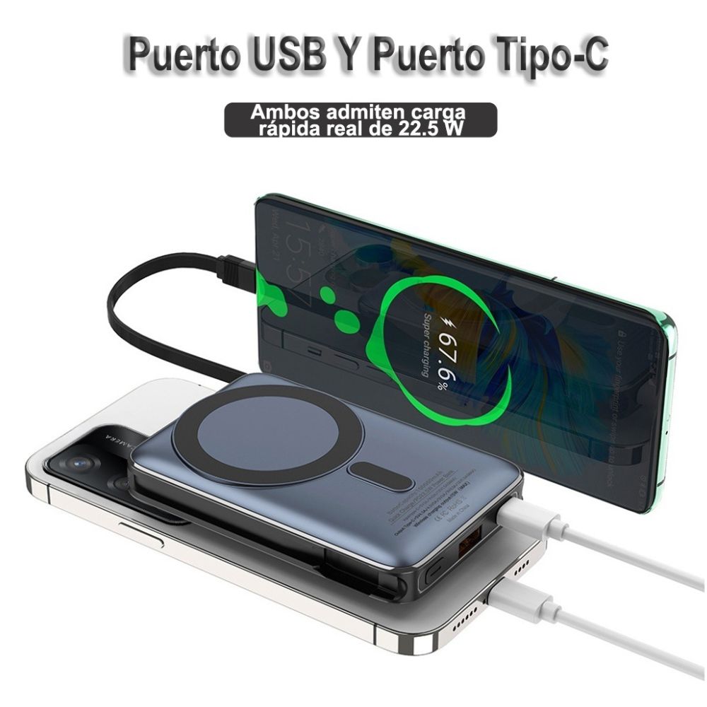 Power Bank MagSafe Moreka K096 12000mAh 22.5W Cable C incluido - Imagen 5