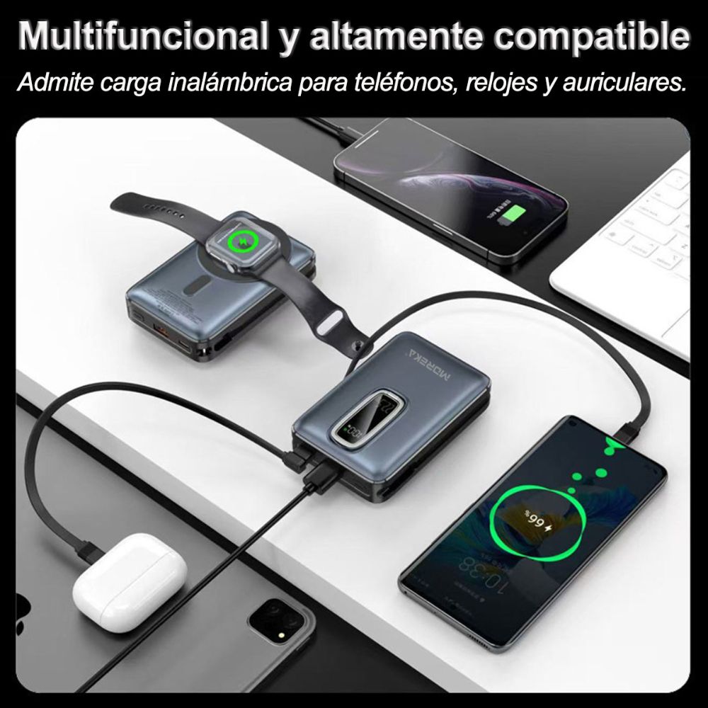 Power Bank MagSafe Moreka K096 12000mAh 22.5W Cable C incluido - Imagen 10