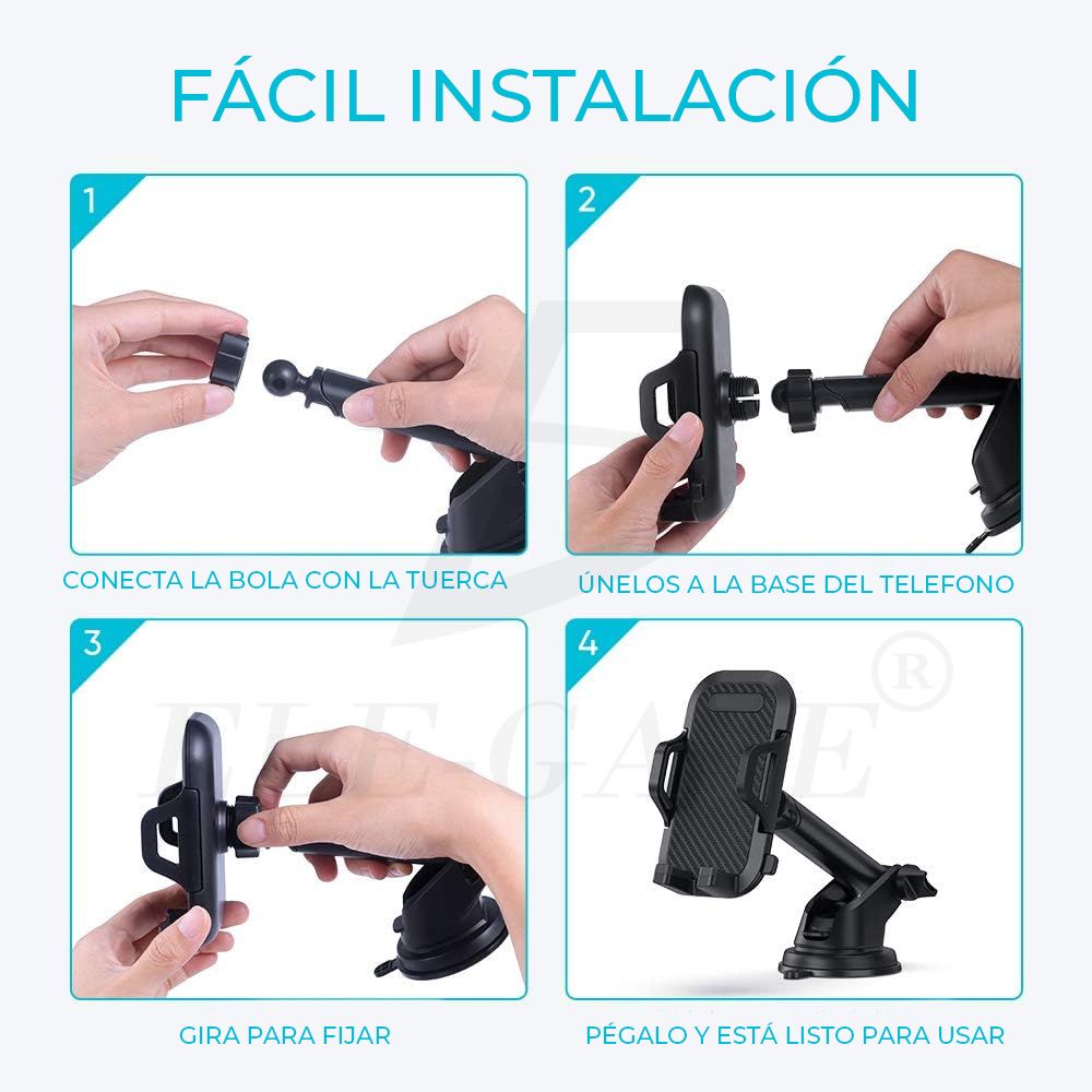 Soporte Automóvil Giratorio con ventosa para tablero y parabrisas Rotación 360° Moreka Modelo ZJ-014 - Imagen 6