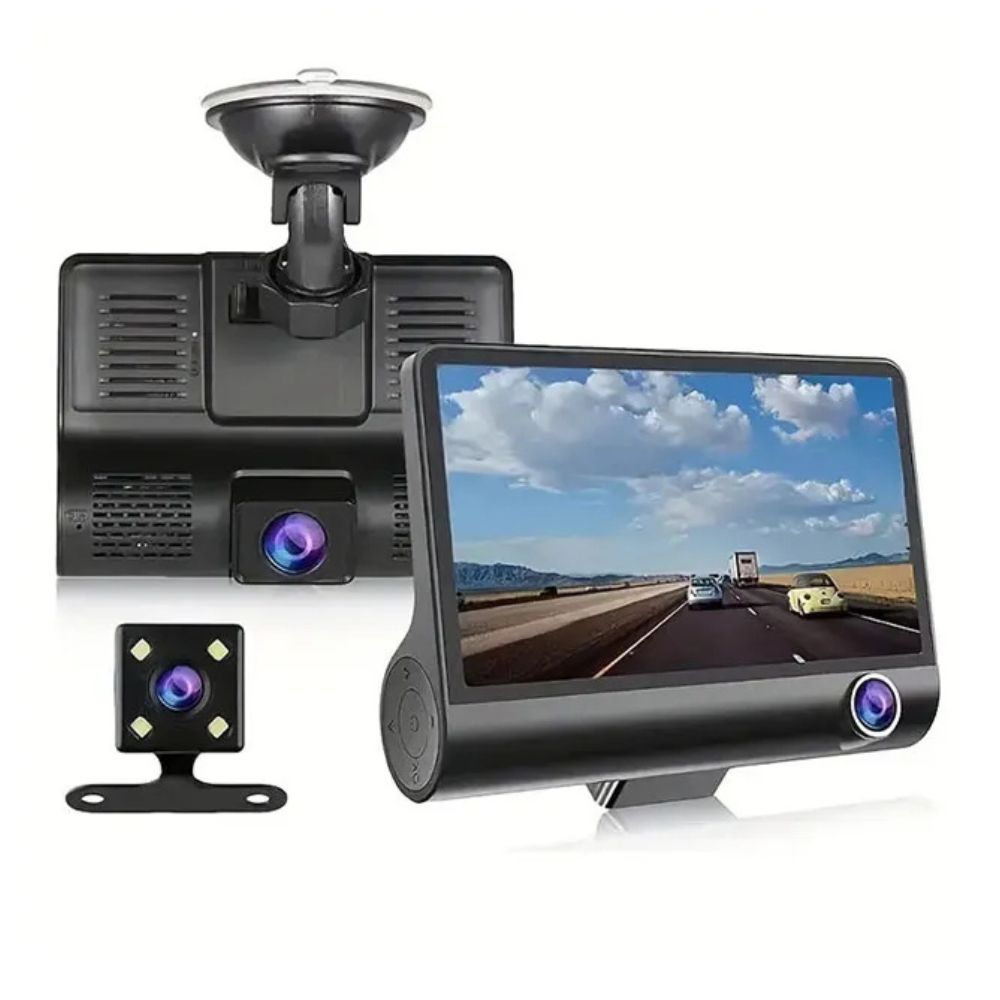 Cámara Para Auto Carro DVR 3 en 1 Frontal  Interior Trasera HDR Visión nocturna 24/7 JLY-504