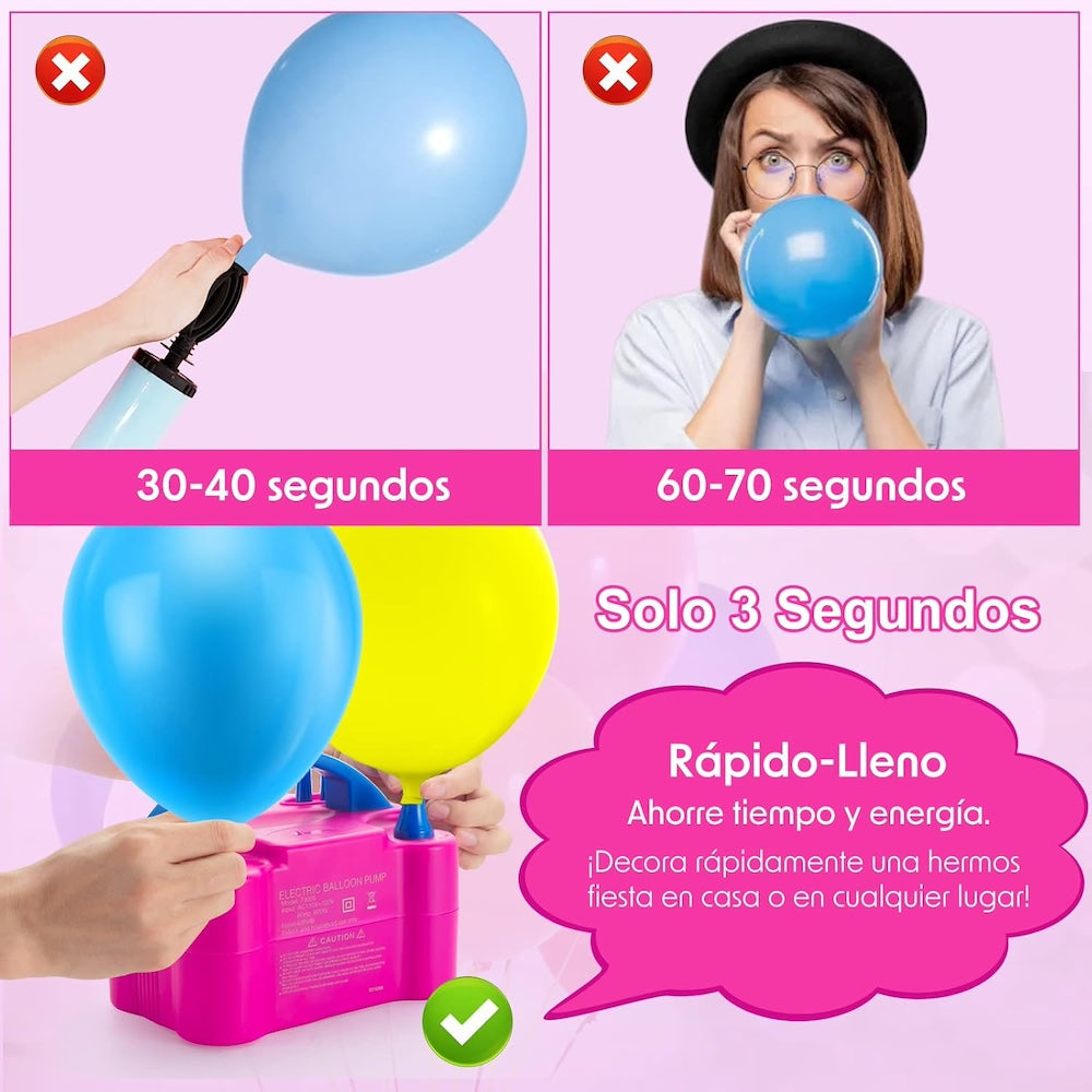 Bomba de Globos Eléctrica Portátil Inflador de Globos de Doble Boquilla 73005 - Imagen 5