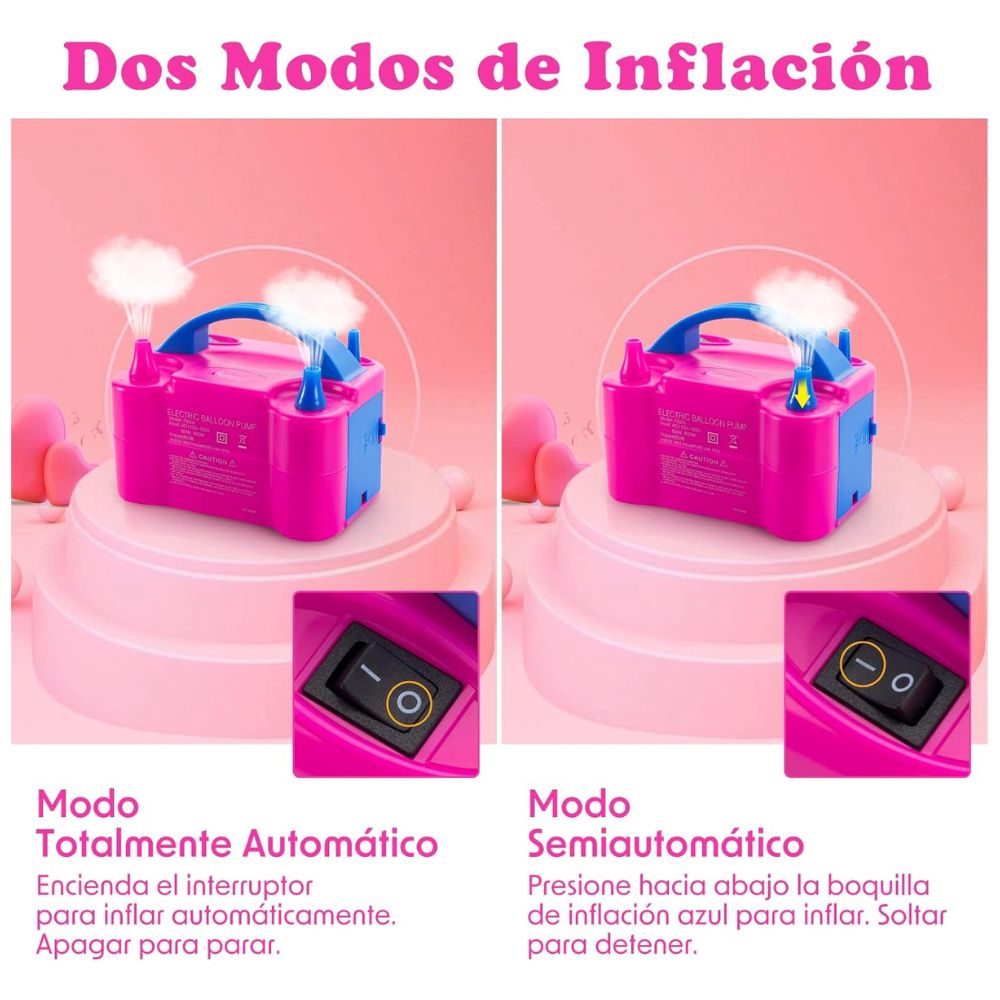 Bomba de Globos Eléctrica Portátil Inflador de Globos de Doble Boquilla 73005 - Imagen 6