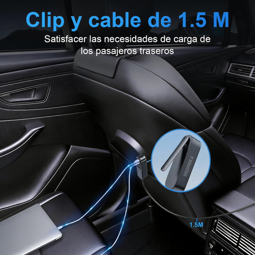 Plug in Cargador de Automóvil 45W Moreka 7 puertos USB-C USB-A CP0076 - Imagen 4