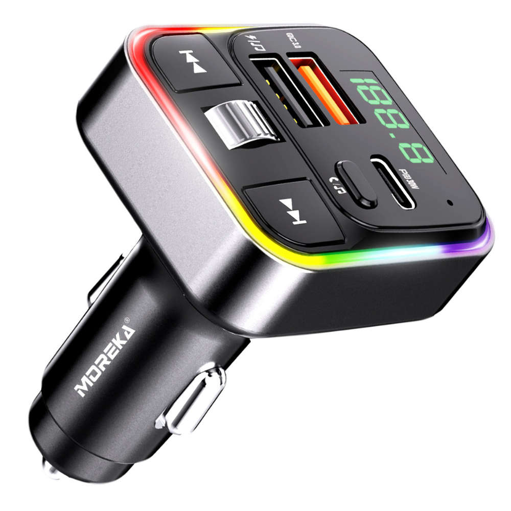 Plug in Reproductor MP3 Transmisor FM Bluetooth Cargador de coche 30W Moreka CP0070B