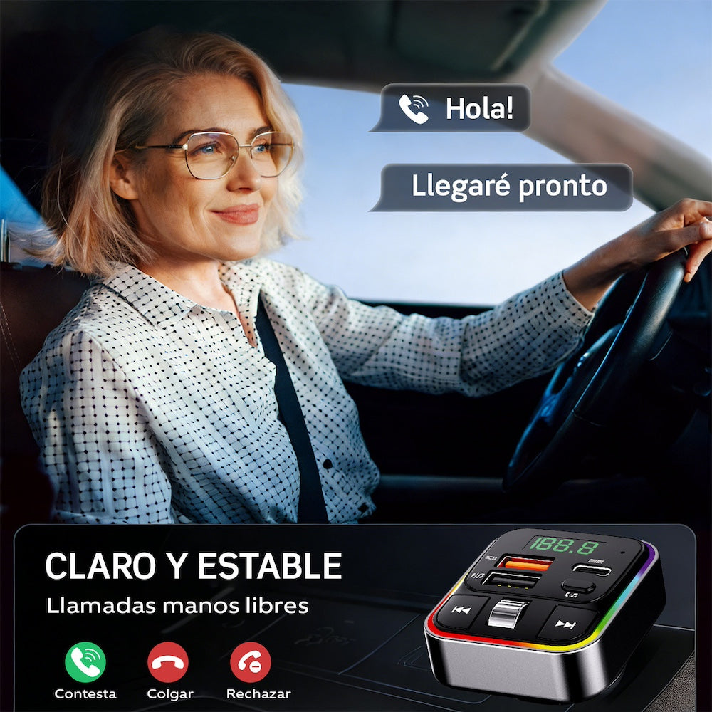 Plug in Reproductor MP3 Transmisor FM Bluetooth Cargador de coche 30W Moreka CP0070B - Imagen 6