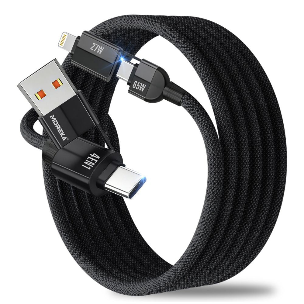 Cable Moreka 4 En 1 Cable Datos 65W en C 27W en IP 1.5m Para Iphone Usb Tipo C CB-058 - Imagen 1