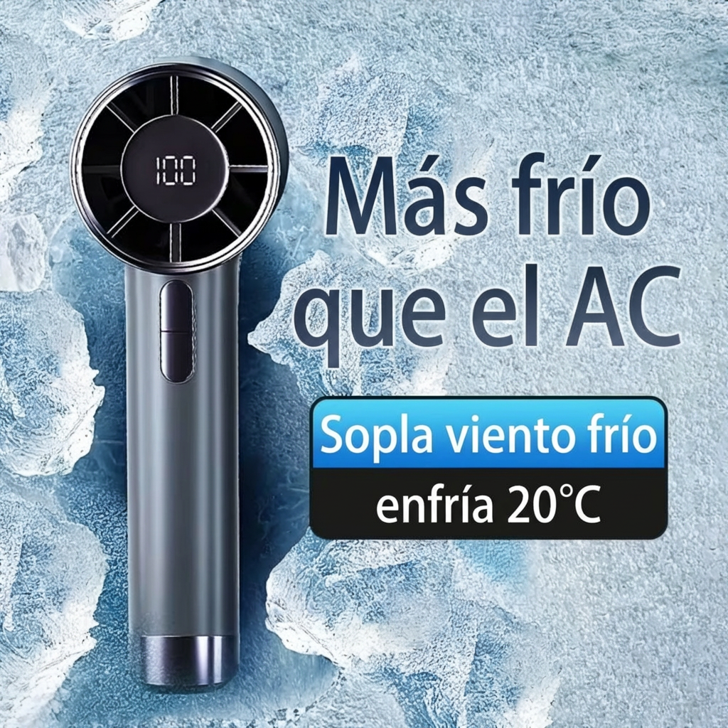 Ventilador Portátil de mano Frescura 100 velocidades 3000mAh Pantalla LED XFS-202 - Imagen 4