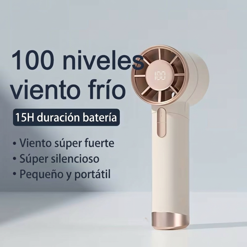 Ventilador Portátil de mano Frescura 100 velocidades 3000mAh Pantalla LED XFS-202 - Imagen 6