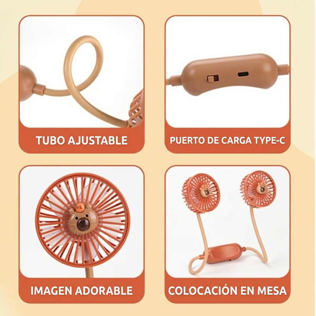Ventilador Portátil de Cuello Frescura 360° 2 velocidades 500mAh SMA5A - Imagen 3