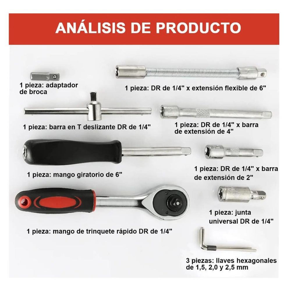 Juego Herramientas 46 Piezas GJX2347 con Estuche - Imagen 2