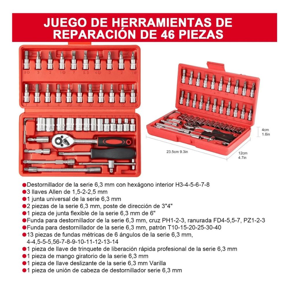 Juego Herramientas 46 Piezas GJX2347 con Estuche - Imagen 4