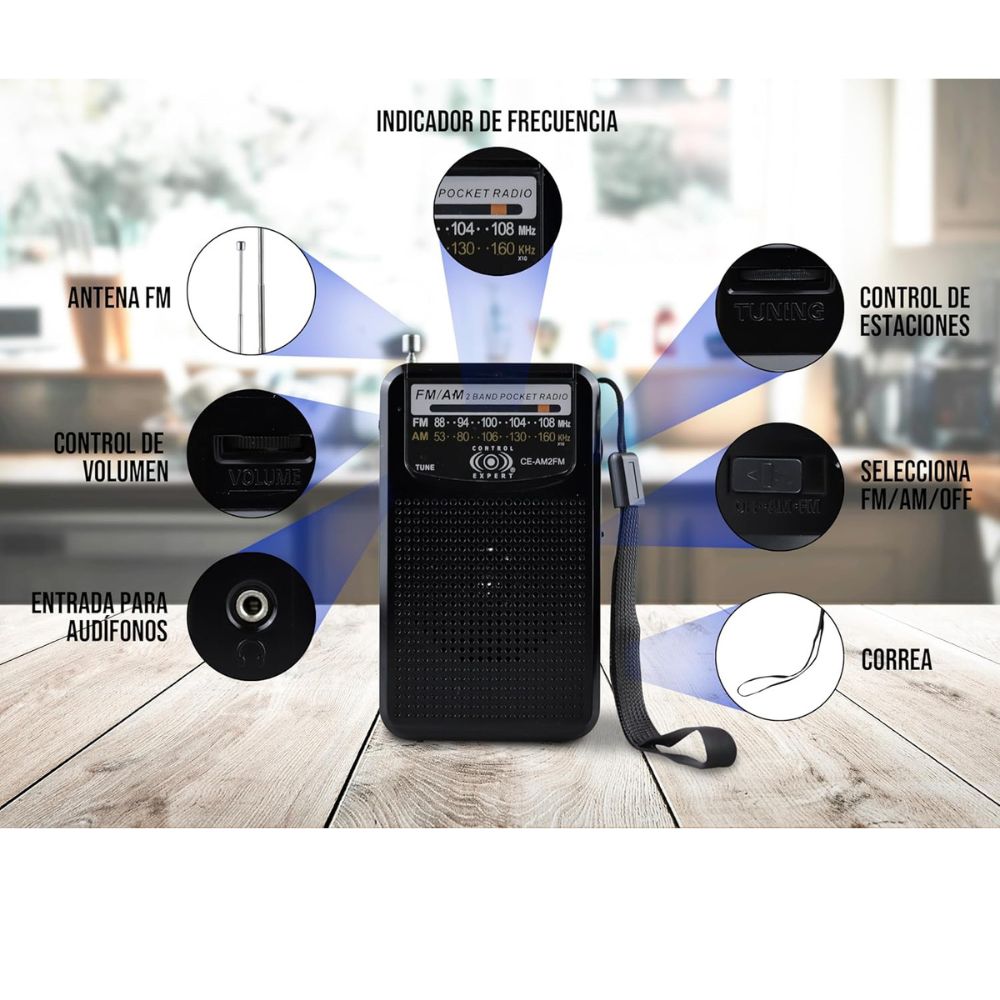 Radio Portátil Am FM de Bolsillo Utiliza 2 Pilas AA Entrada Audifonos 3.5mm CE-AM2FM - Imagen 2