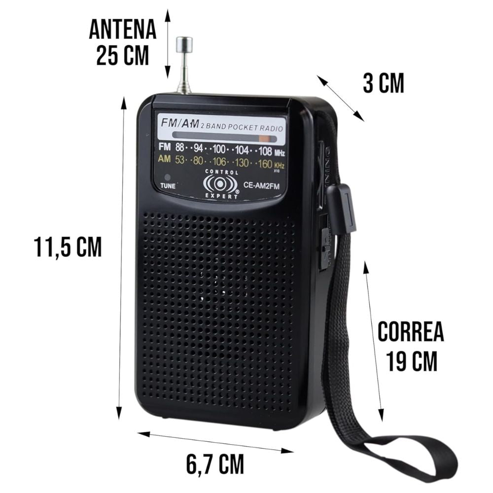 Radio Portátil Am FM de Bolsillo Utiliza 2 Pilas AA Entrada Audifonos 3.5mm CE-AM2FM - Imagen 3