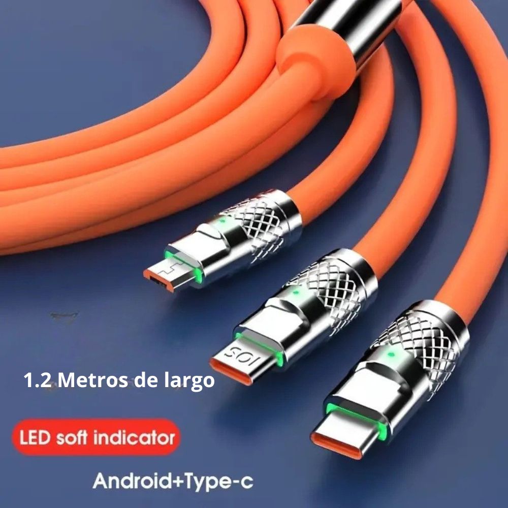 Cable 3 en 1 Moreka CB-042 3.1 A y Datos 1.2 M, Lightning, Tipo C, V8 - Imagen 3