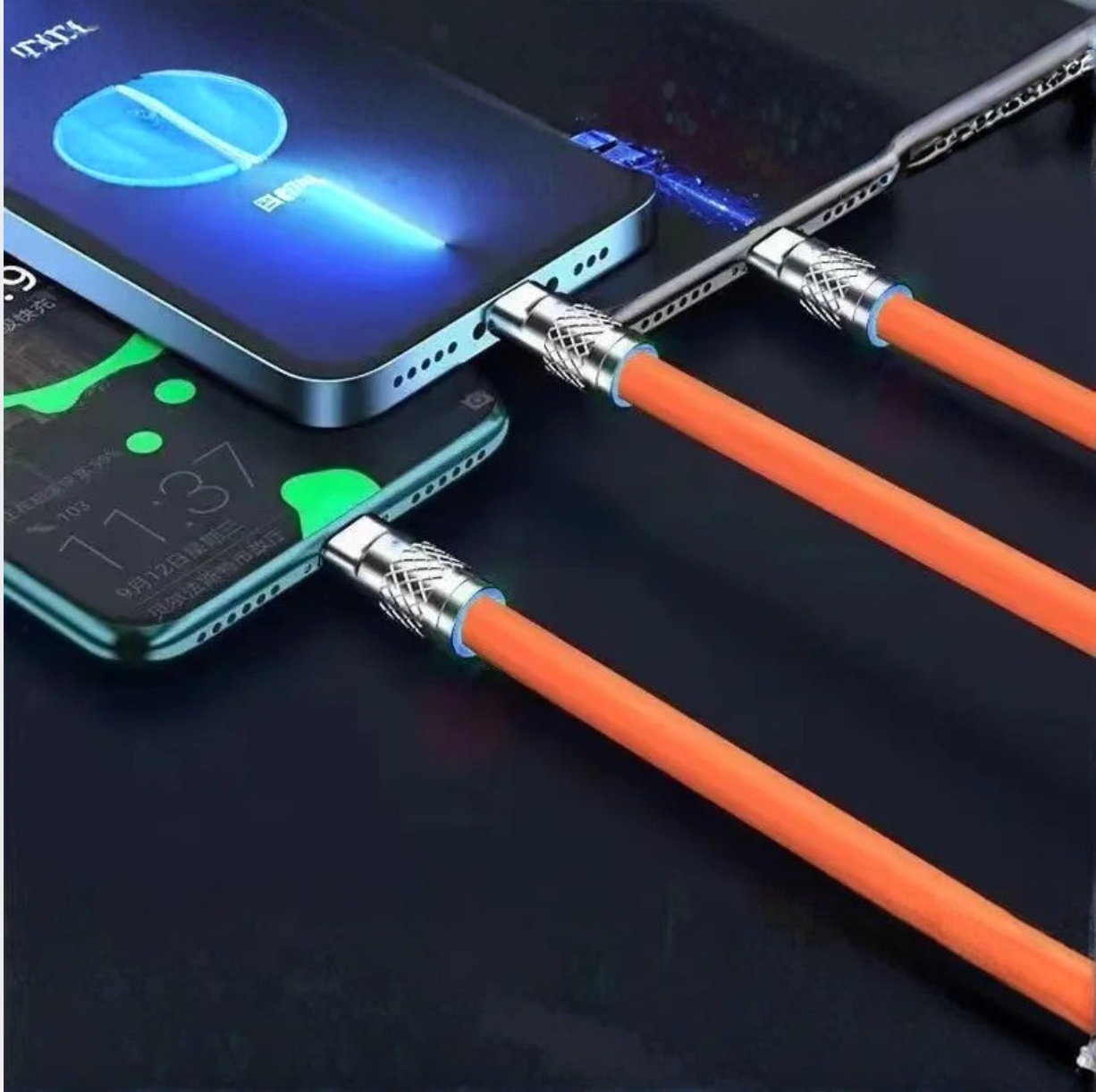 Cable 3 en 1 Moreka CB-042 3.1 A y Datos 1.2 M, Lightning, Tipo C, V8 - Imagen 6