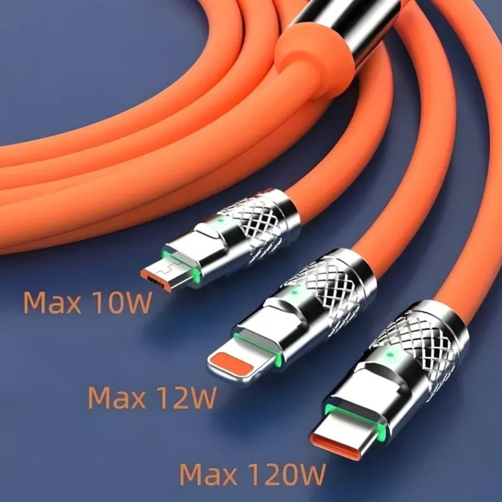 Cable 3 en 1 Moreka CB-042 3.1 A y Datos 1.2 M, Lightning, Tipo C, V8 - Imagen 7