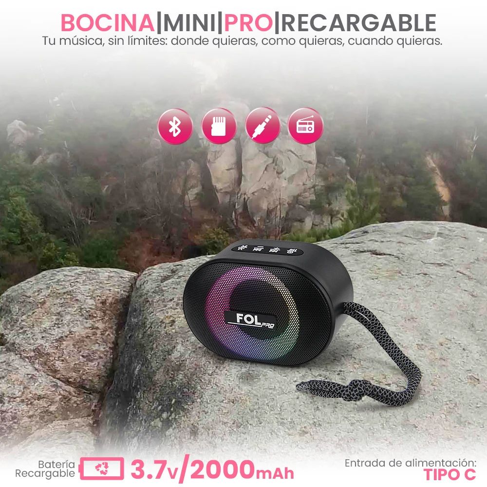 Mini Bocina FOL FS-SP06 5W 2000mAh Bluetooth recargable FM TWS - Imagen 4