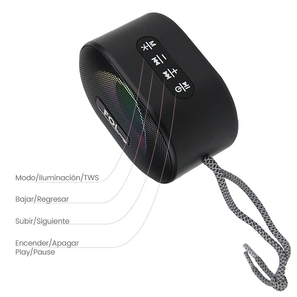 Mini Bocina FOL FS-SP06 5W 2000mAh Bluetooth recargable FM TWS - Imagen 5