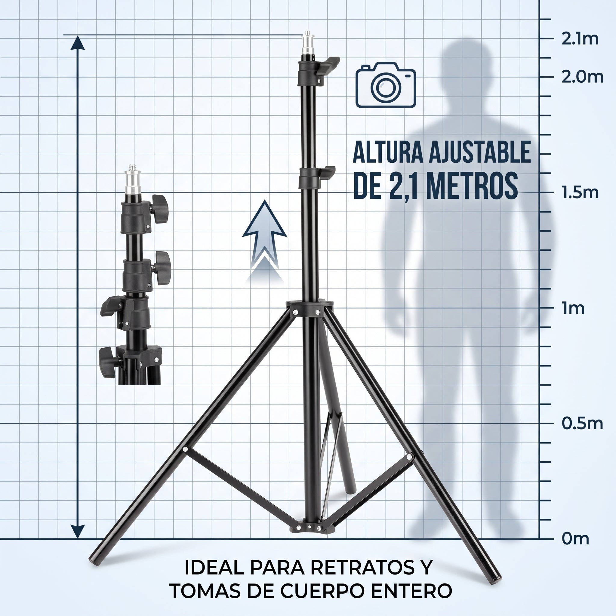 Trípode Soporte YISEN ZJ-2.1 de 2.1mts Soporte para Aro de Luz - Imagen 3