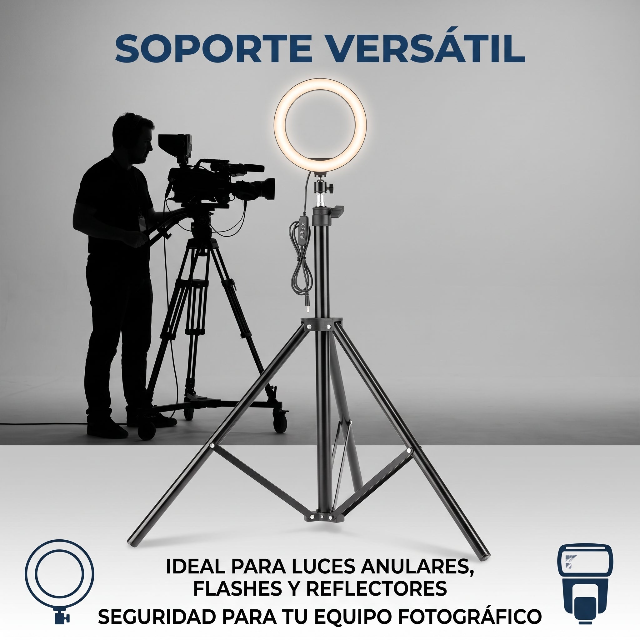 Trípode Soporte YISEN ZJ-2.1 de 2.1mts Soporte para Aro de Luz - Imagen 5