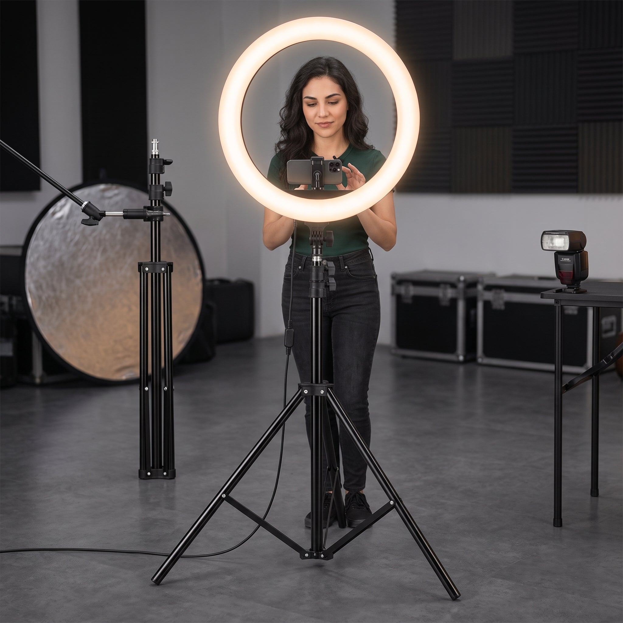 Trípode Soporte YISEN ZJ-2.1 de 2.1mts Soporte para Aro de Luz - Imagen 9