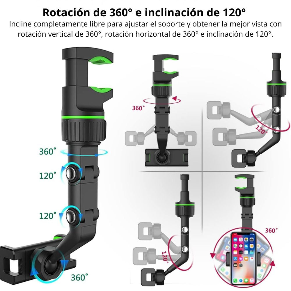 Soporte Porta Celular 360 Carro Auto Espejo Retrovisor y respaldo asiento y803 - Imagen 3