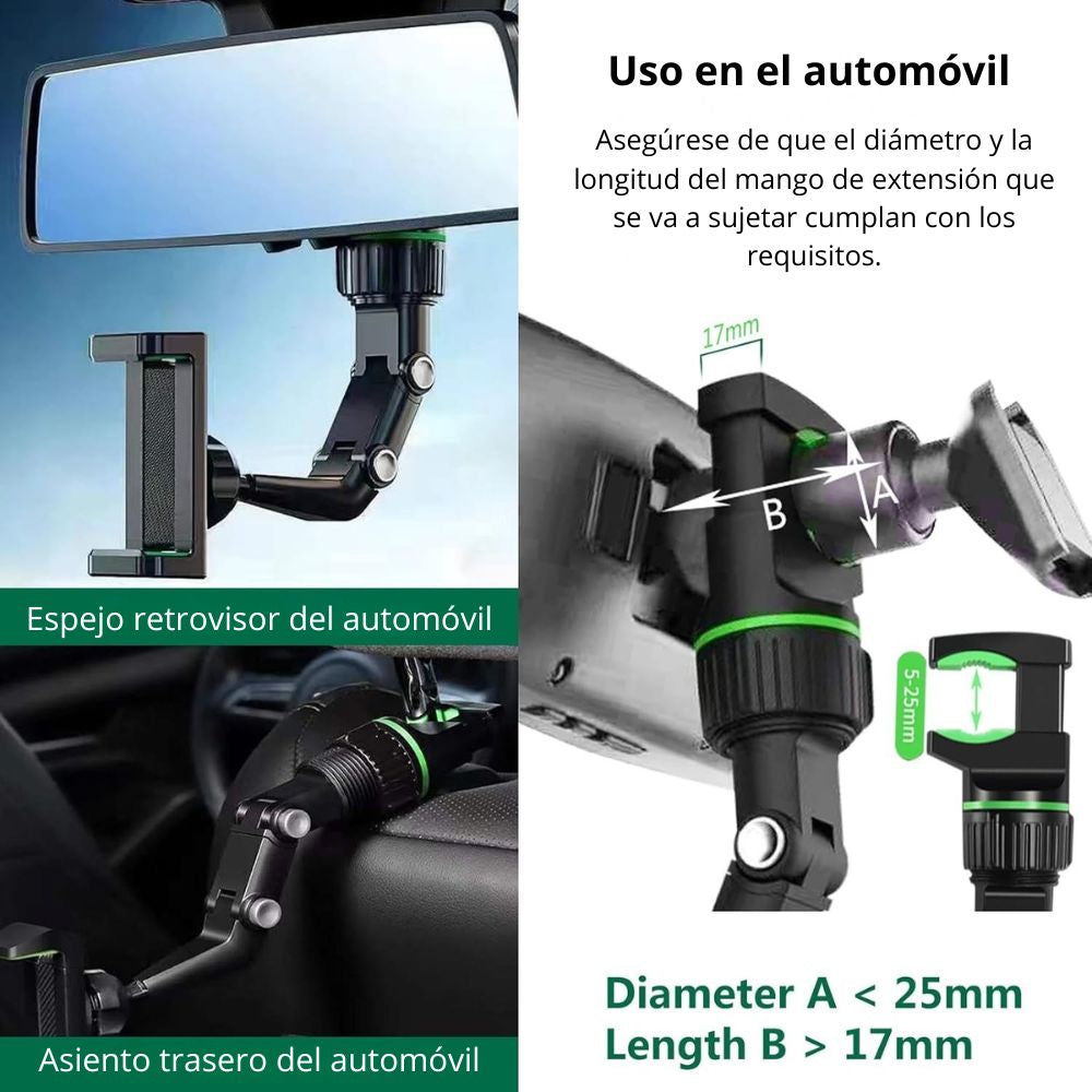 Soporte Porta Celular 360 Carro Auto Espejo Retrovisor y respaldo asiento y803 - Imagen 4