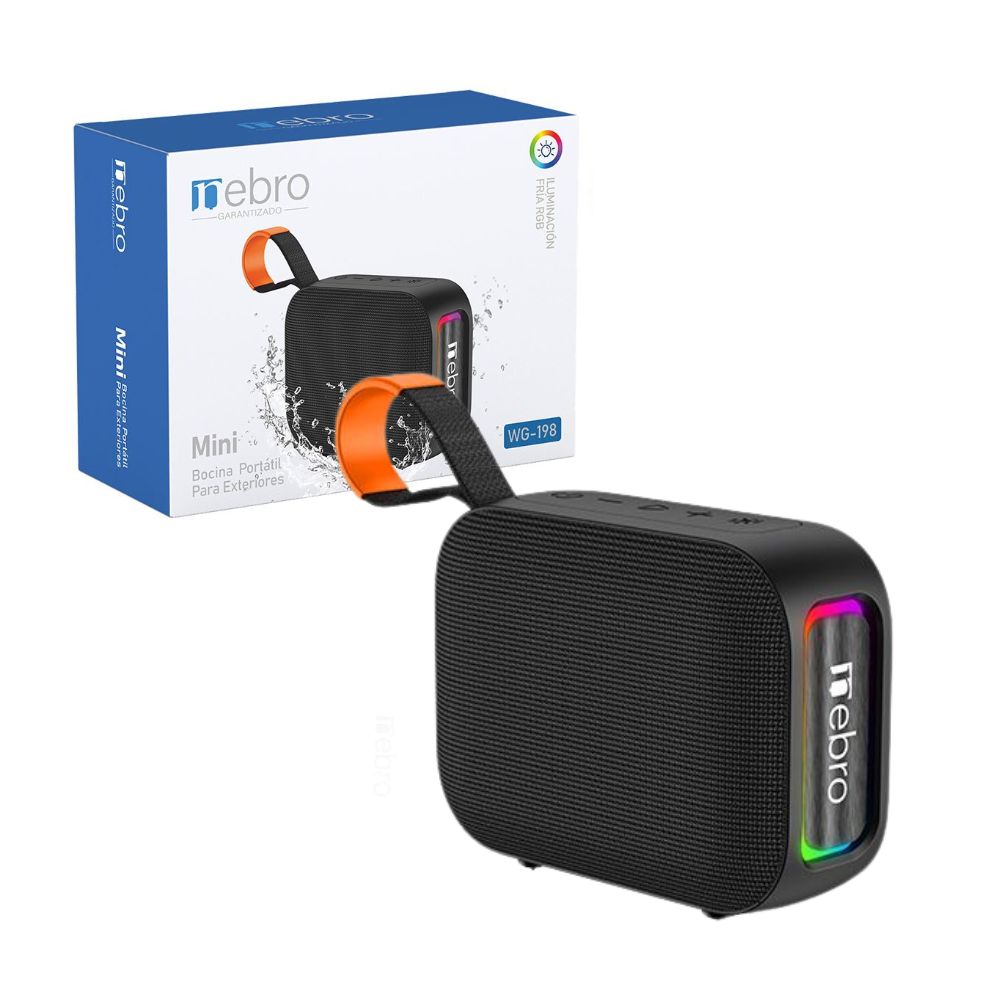 Mini Bocina Nebro 8W Bluetooth recargable IPX4 USB TWS WG-198 - Imagen 6