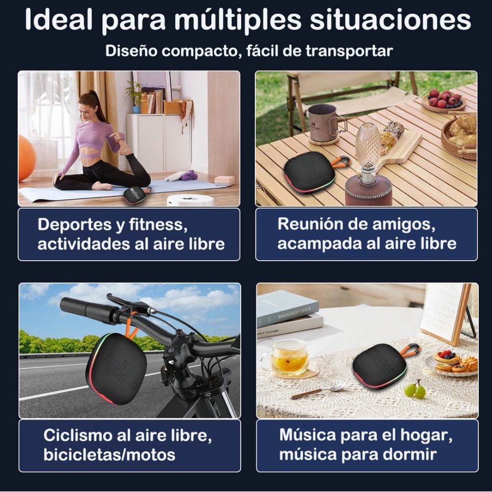 Mini Bocina Nebro 10W 2X5W 1200mAh Bluetooth recargable, USB TWS WG-191 - Imagen 4