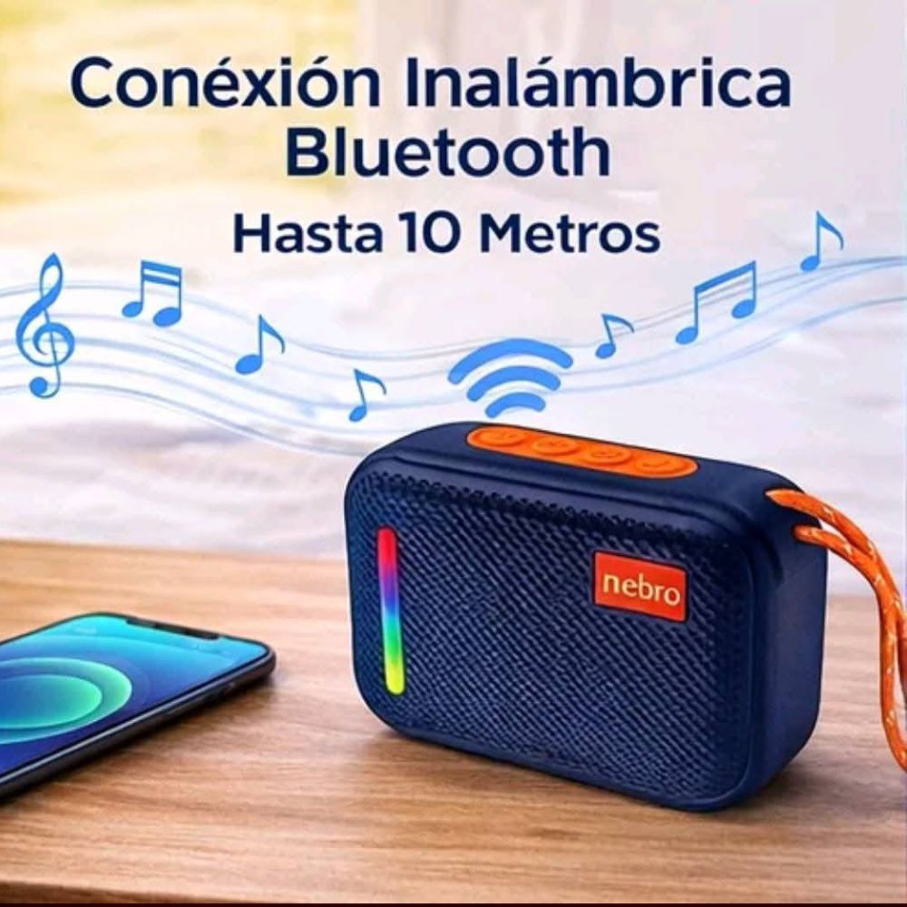 Mini Bocina Nebro 8W 1200mAh Bluetooth recargable, USB TWS WG-186 - Imagen 3