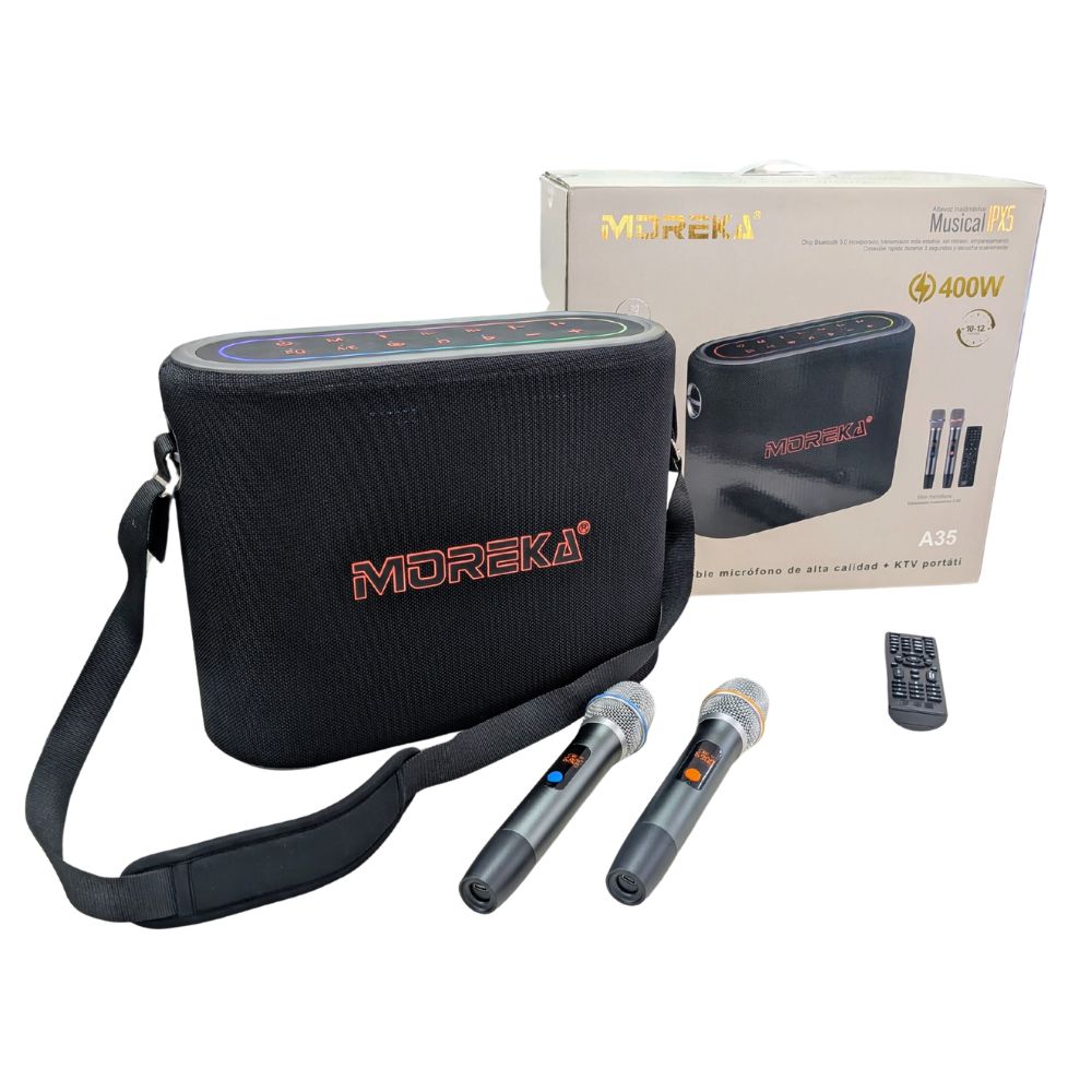 Bocina Karaoke Moreka A35 400W 30000mAh 10 hrs de bateria Bluetooth, Contra Agua IPX5 - Imagen 8