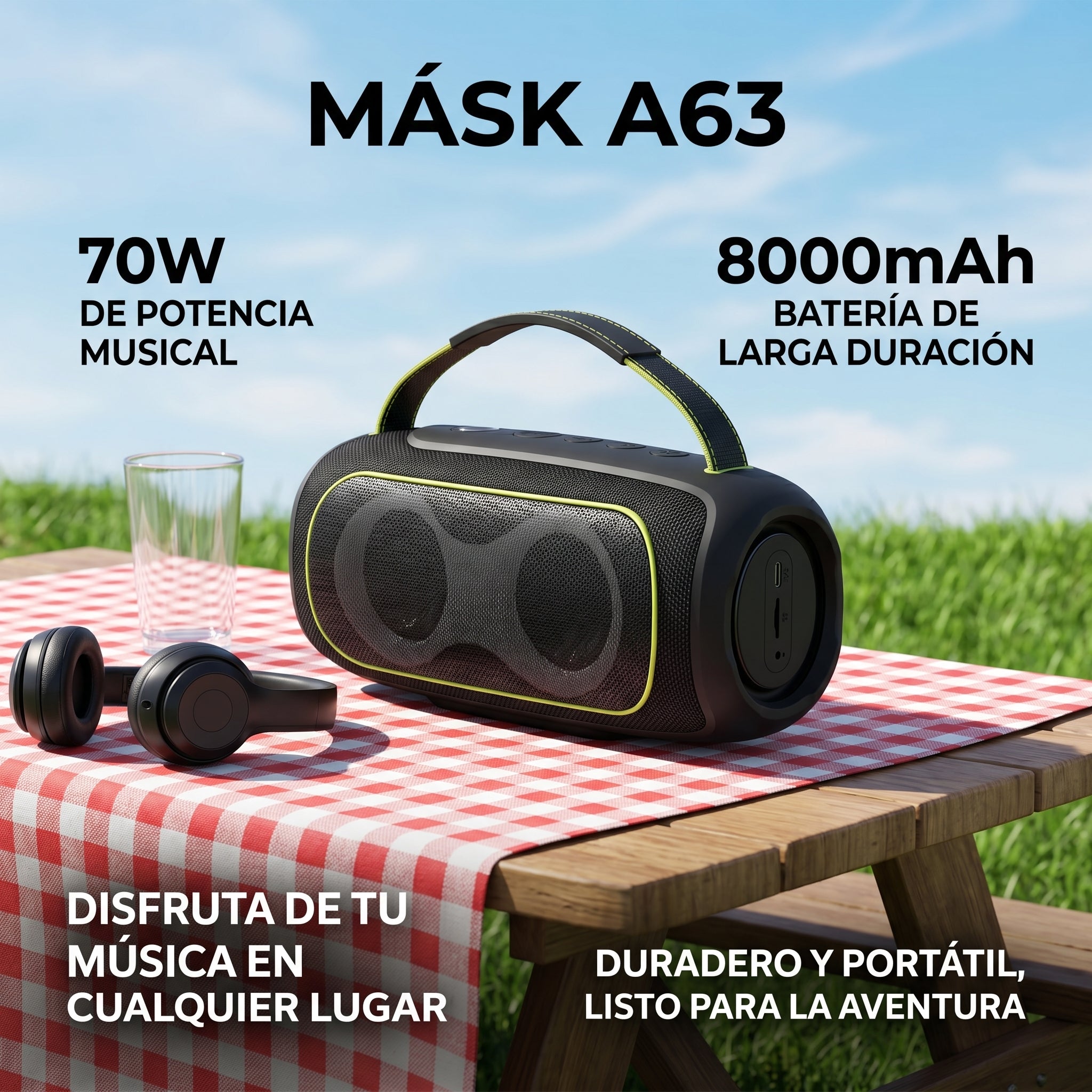 Altavoz portátil MÁSK A63 70W estéreo con - Imagen 6