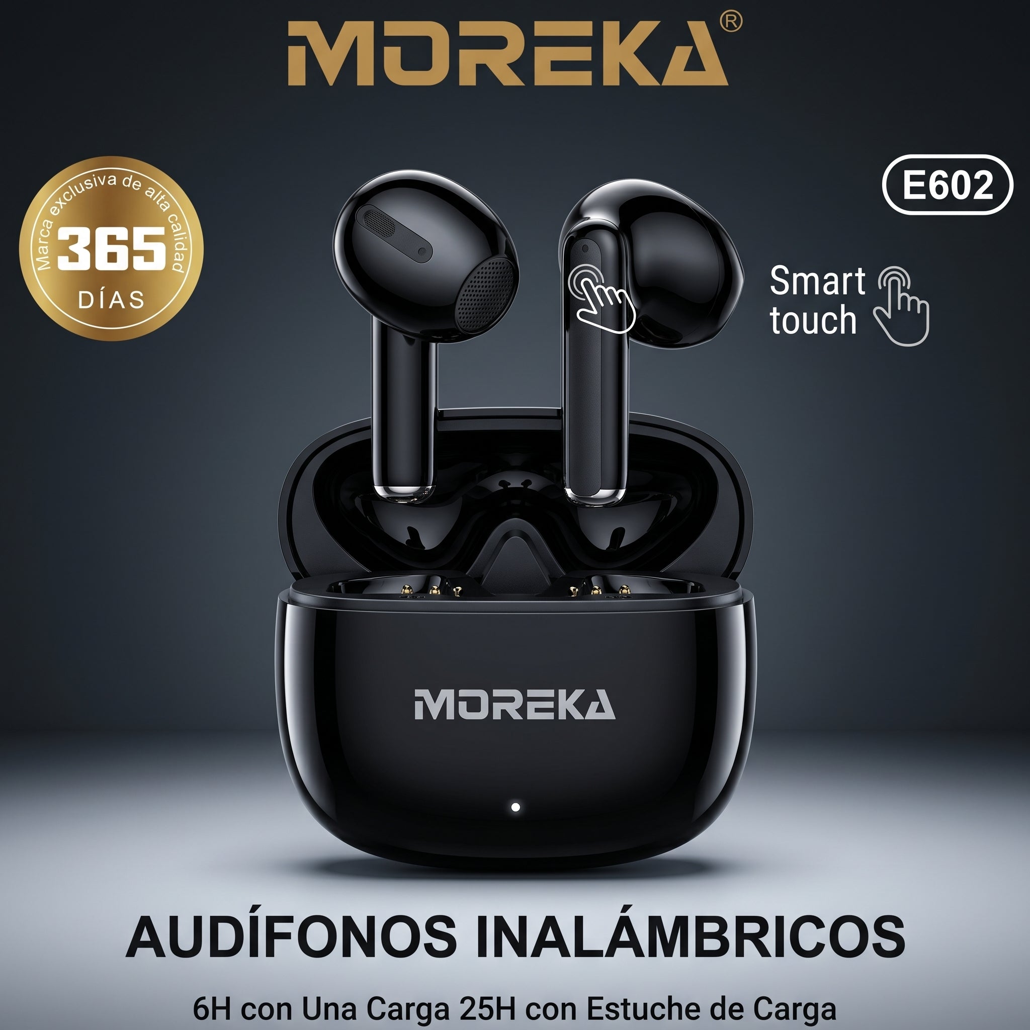 Audífono Inalámbrico Moreka E602 31h con — Bluetooth 5.3 TWS - Imagen 2