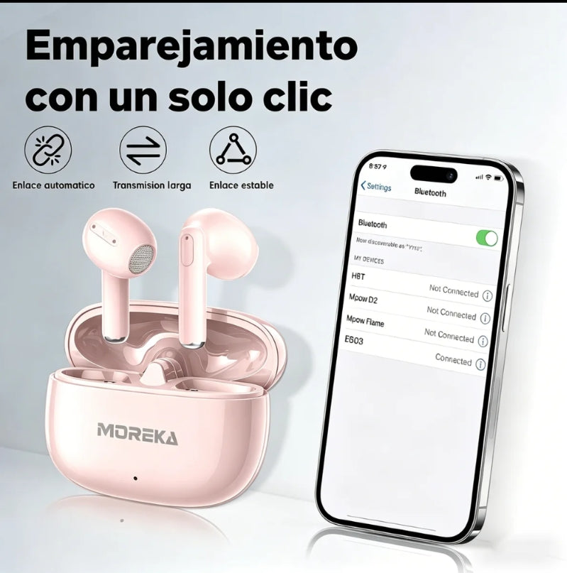 Audífono Inalámbrico Moreka E602 31h con — Bluetooth 5.3 TWS - Imagen 7
