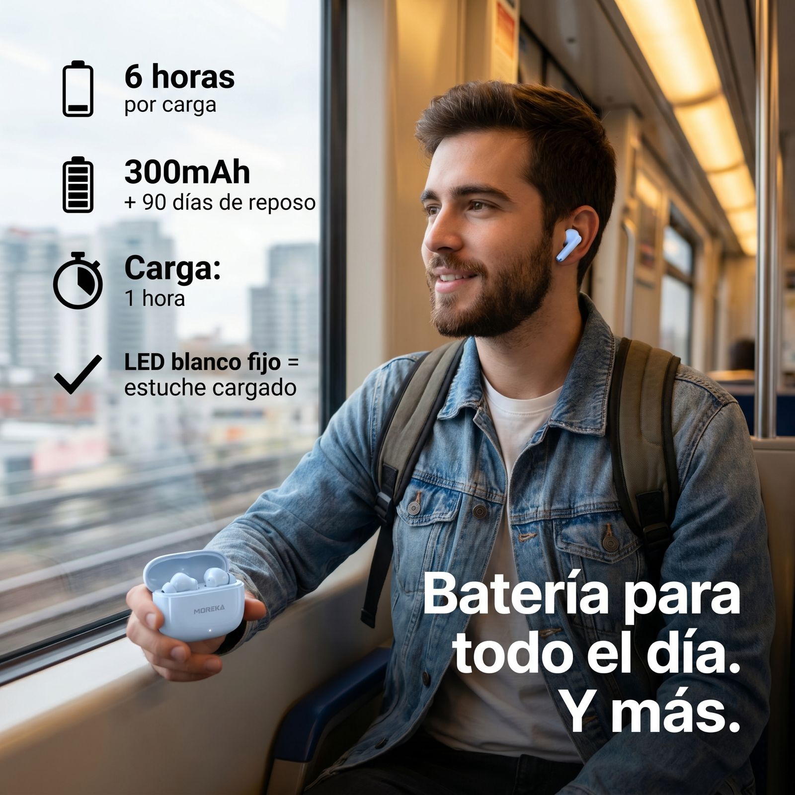 Audífonos Inalámbricos Moreka E603 con 25 — Bluetooth 5.3 TWS - Imagen 11