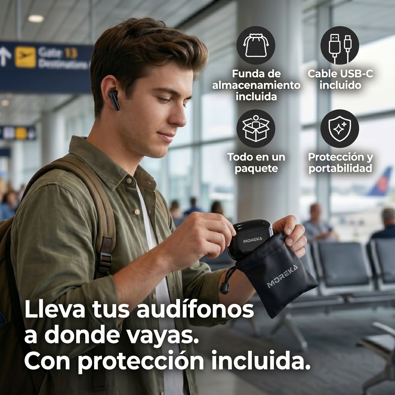 Audífonos Inalámbricos Moreka E603 con 25 — Bluetooth 5.3 TWS - Imagen 12