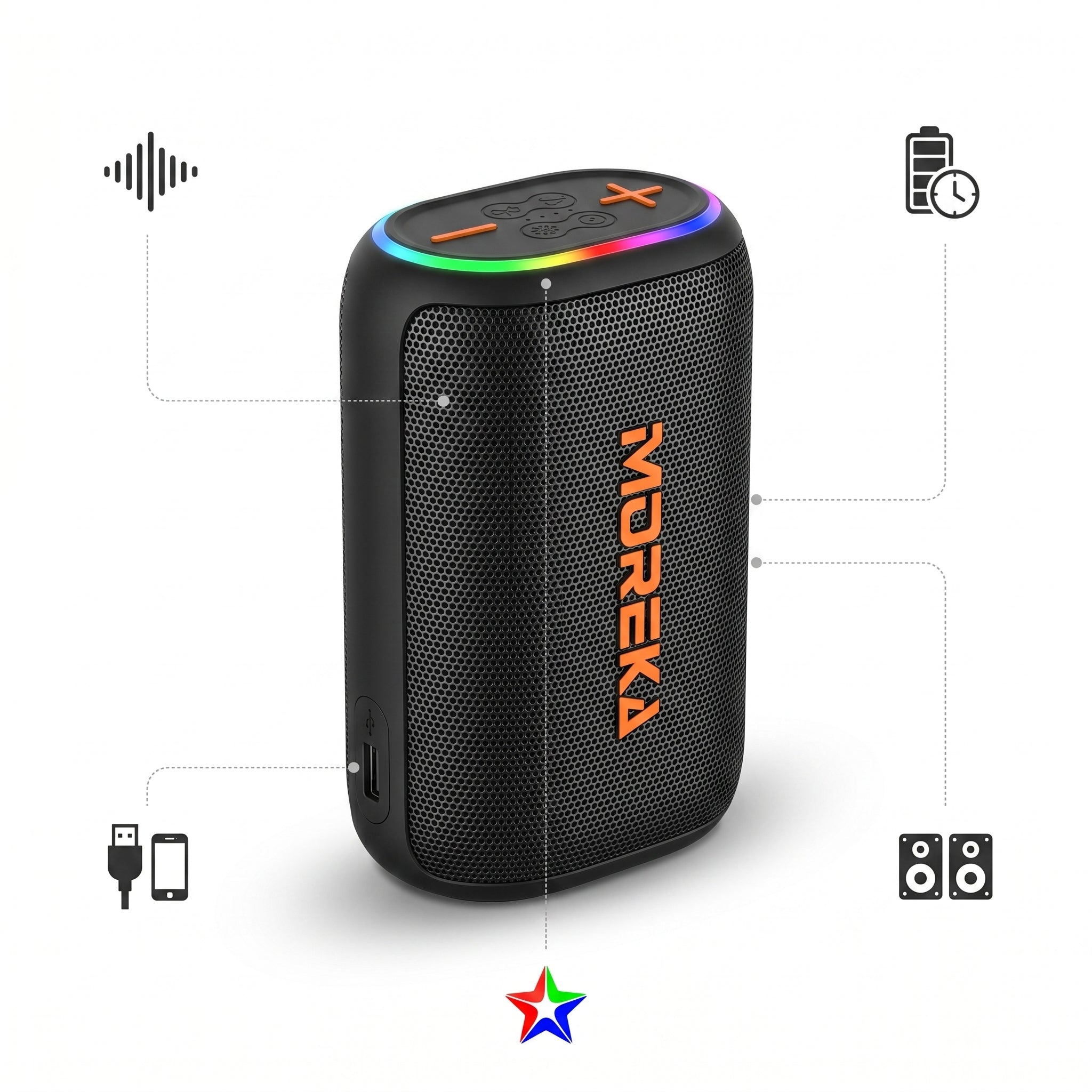 Altavoz Inalámbrico Moreka 442 20W con Batería — Bluetooth 5.0, 20W - Imagen 5