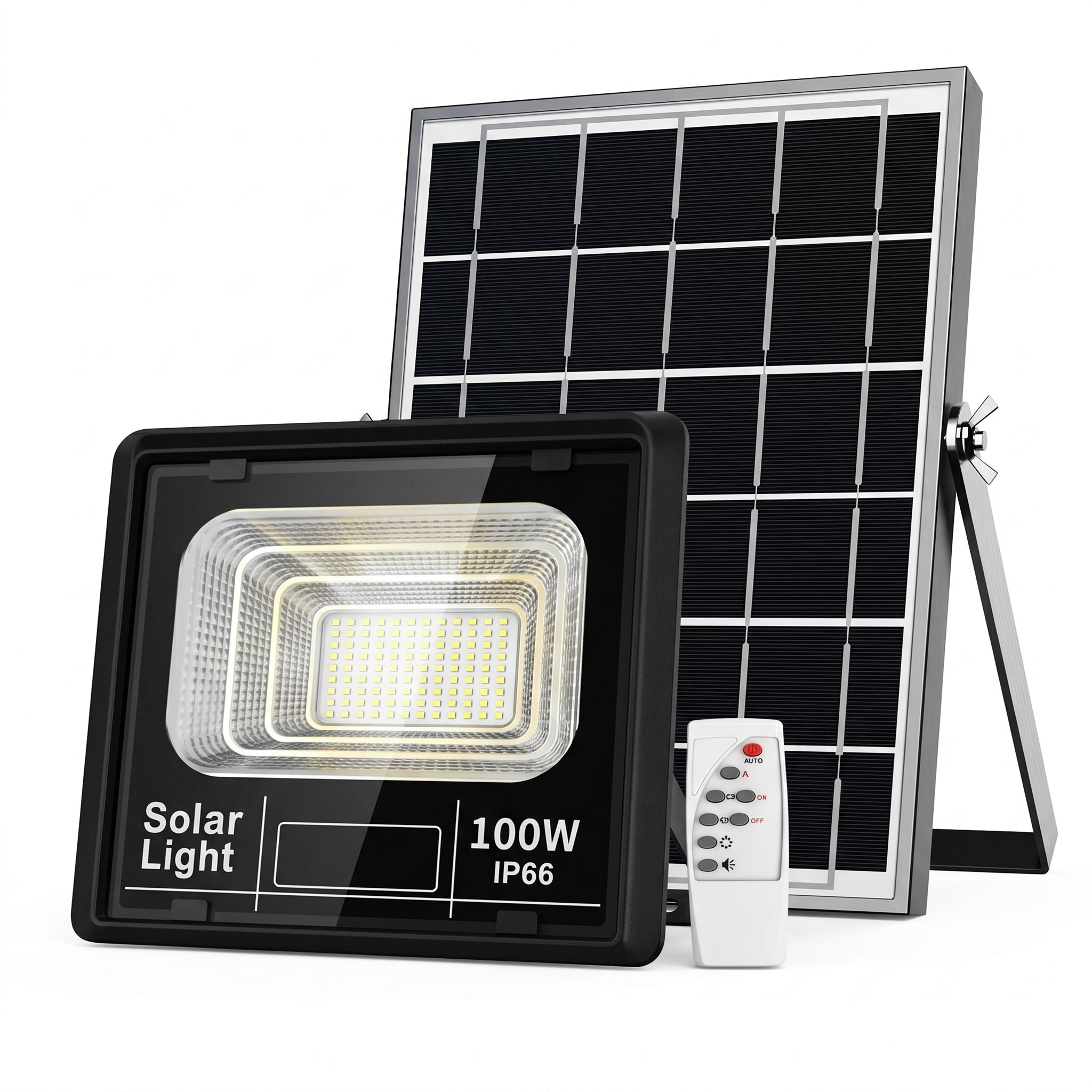 Lámpara Solar 100W MS-100W para Exterior Ilumina Toda la Noche sin Cableado Control Remoto IP66 Resistente a Lluvia y Polvo Ahorro Energético para Jardín o Garaje - Imagen 1