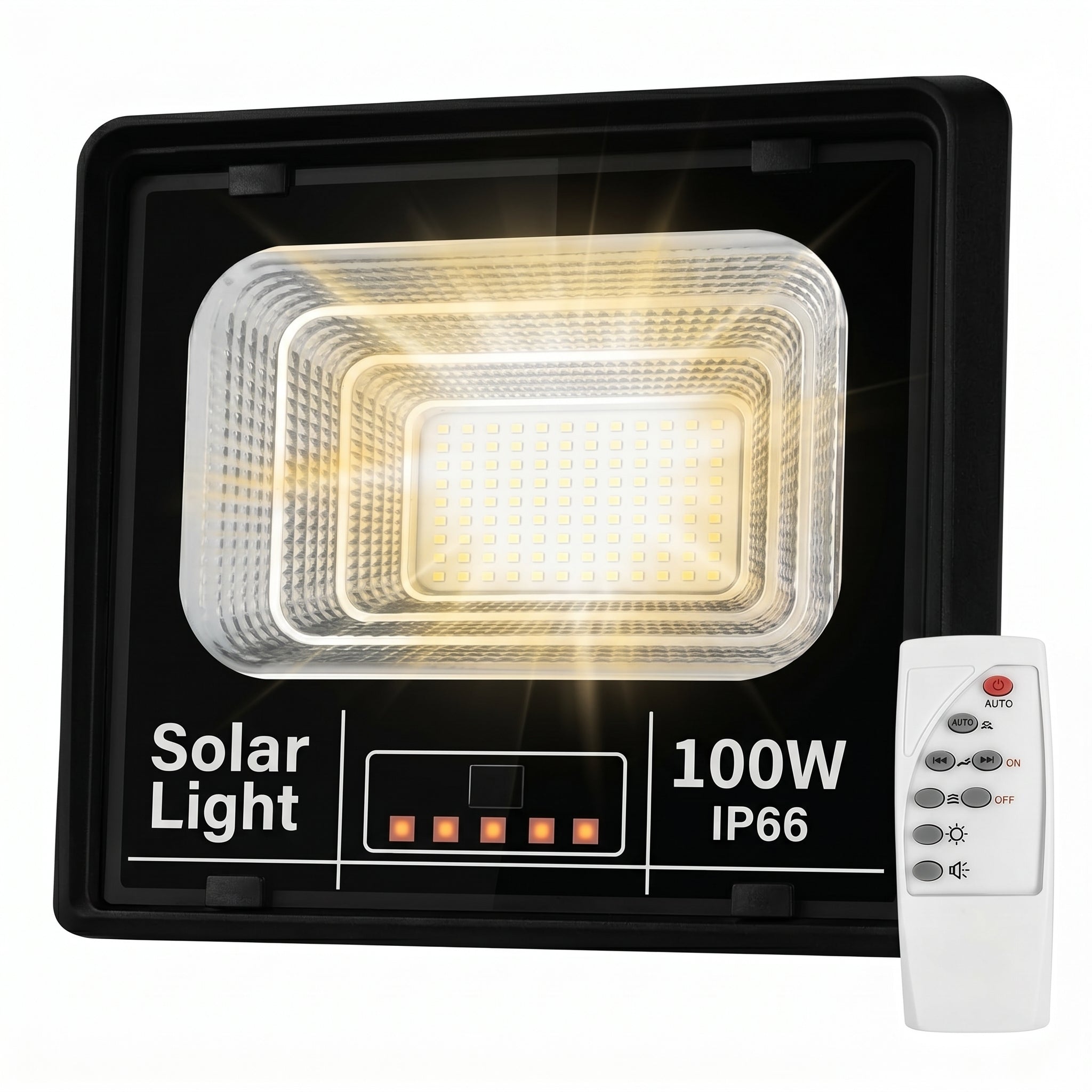 Lámpara Solar 100W MS-100W para Exterior Ilumina Toda la Noche sin Cableado Control Remoto IP66 Resistente a Lluvia y Polvo Ahorro Energético para Jardín o Garaje - Imagen 2