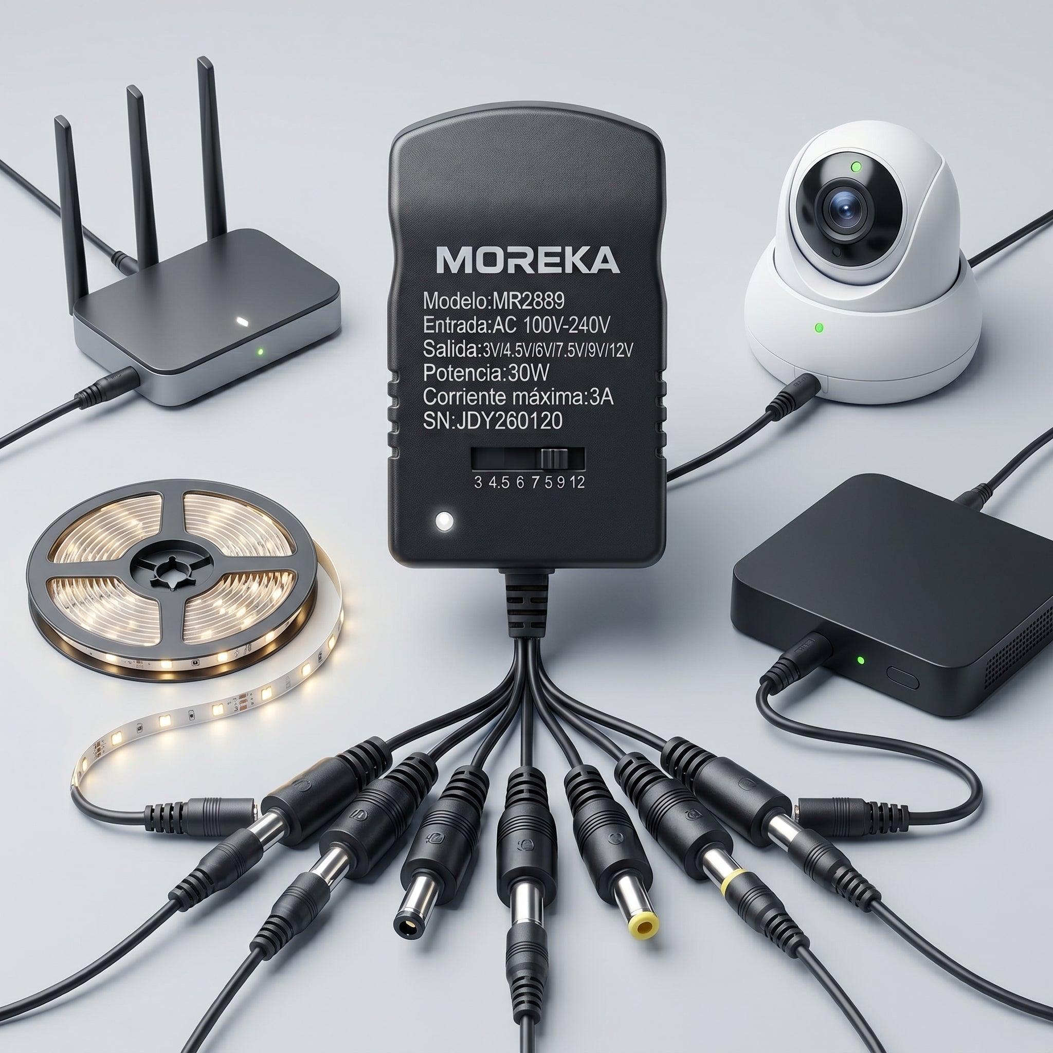 Cargador Universal Moreka MR2889 7 Conectores 3A - Imagen 2