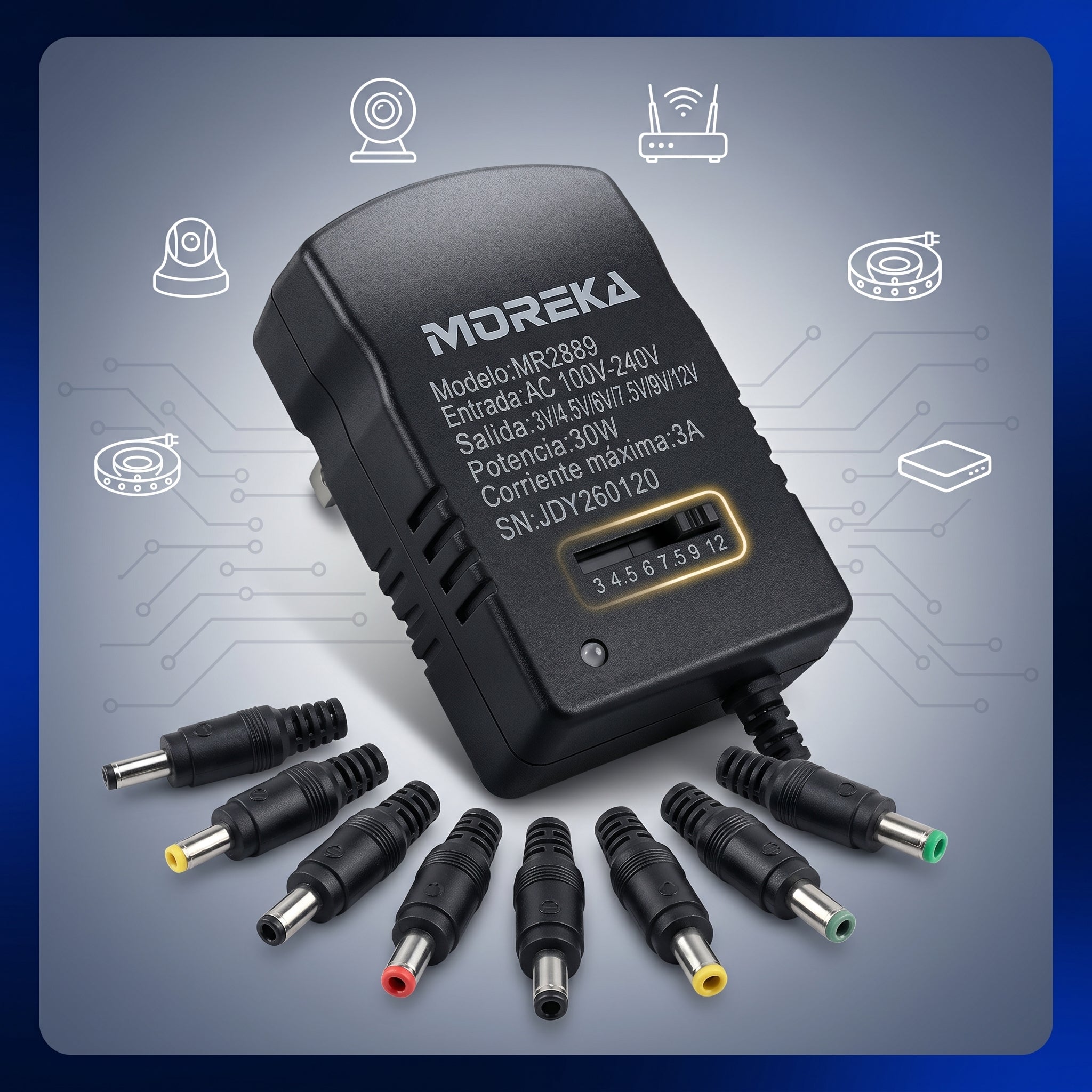 Cargador Universal Moreka MR2889 7 Conectores 3A - Imagen 3