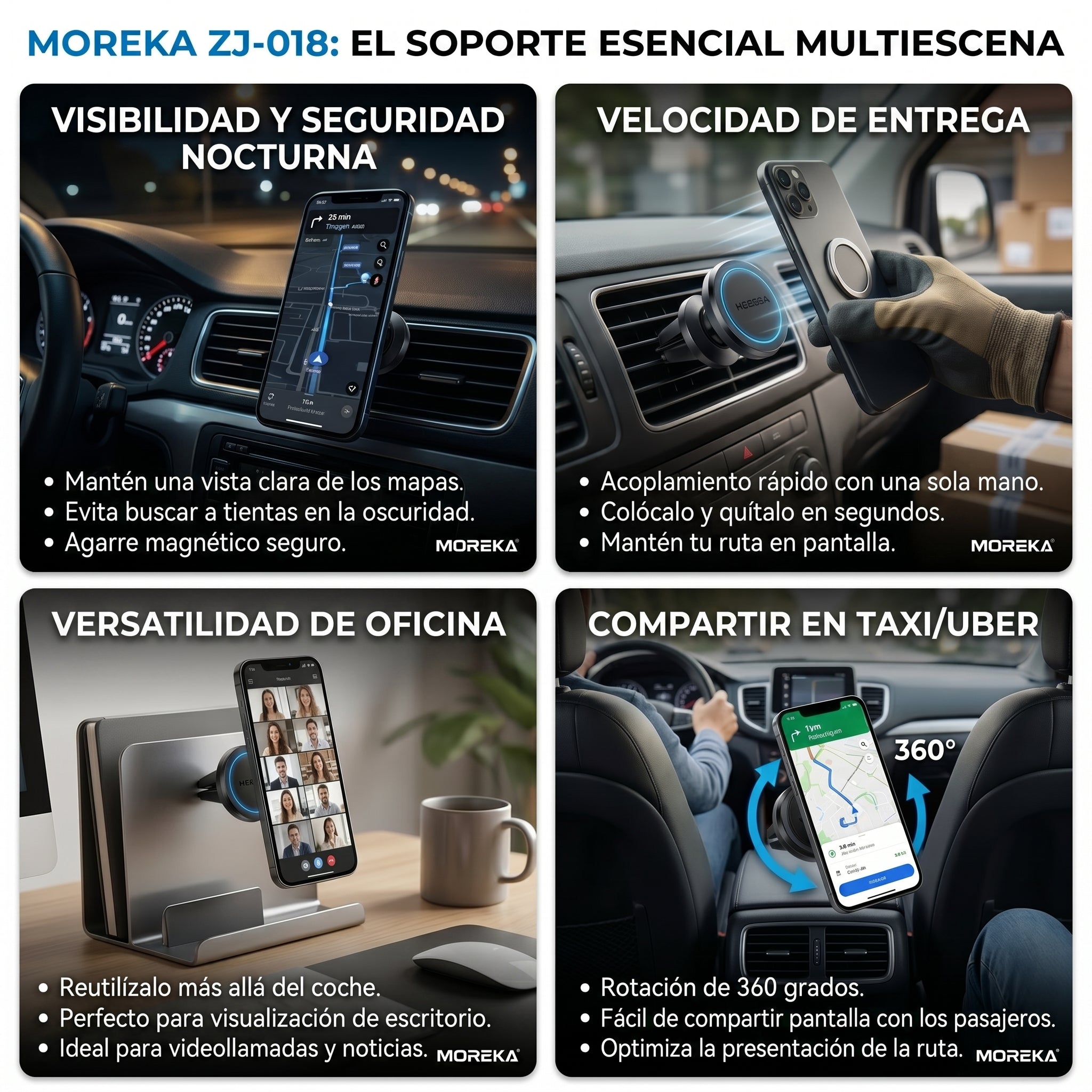 Soporte para Celular en Auto Magnético ZJ-018 Universal con Giratorio 360 Grados y Campo Magnético Segura para Múltiples Móviles - Imagen 4